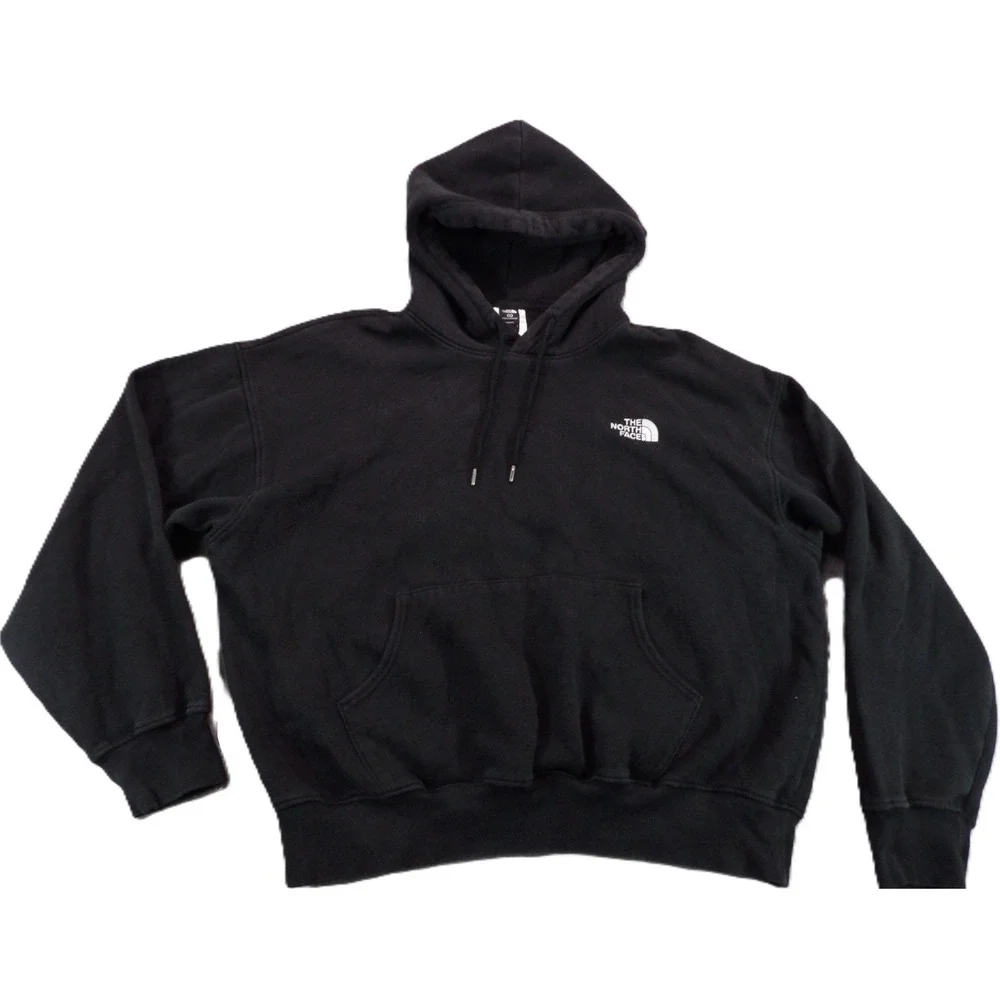 The North Face Circular Design Hoodie Men L Black Pullover Logo Cotton Blend F24